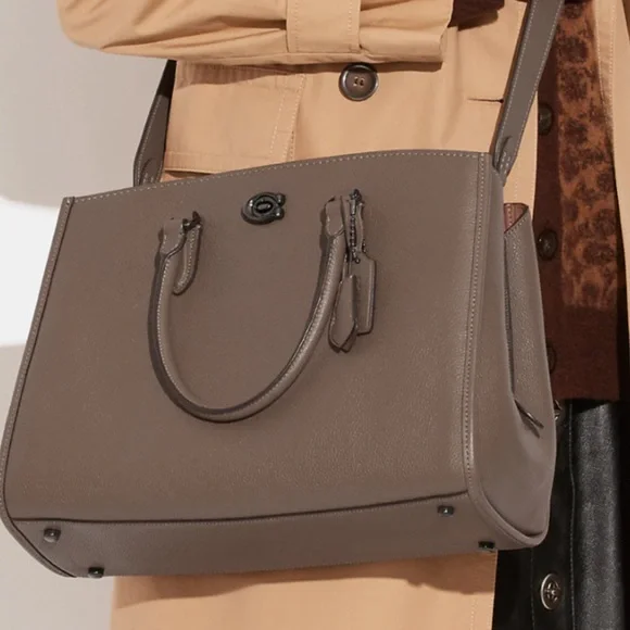 ⭐️SOLD⭐️ Coach Brooke Carryall In Pewter/Stone pebble leather - Picture 3 of 11